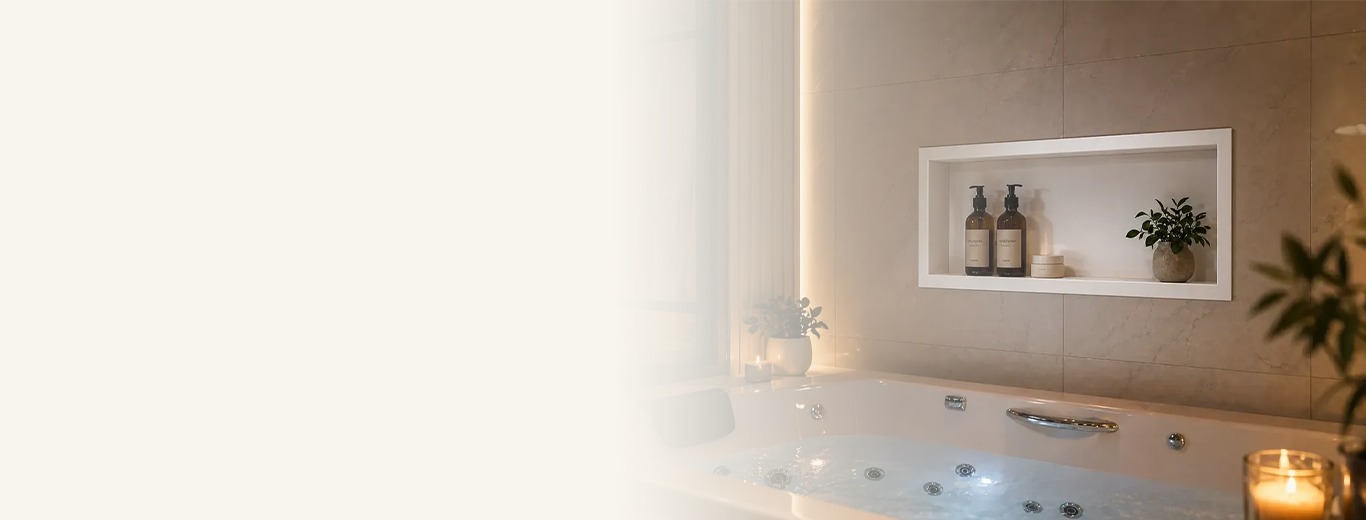 Banheiro com nicho de porcelanato